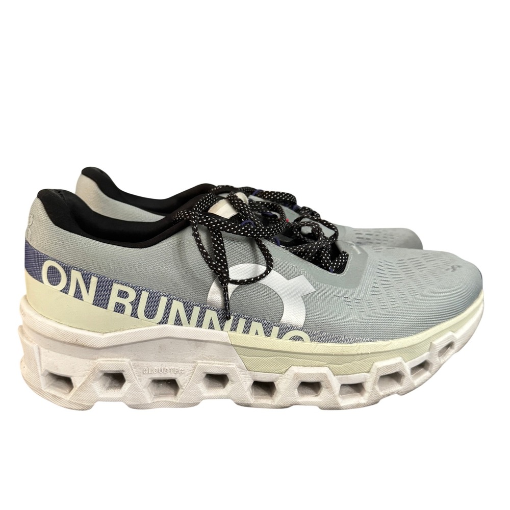On Running Cloudmonster Alloy Meadow Grey Green Running Shoes Mens 11.5